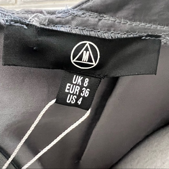 🆕 Missguided Charcoal Silky Asymmetric Faux Wrap Dress - Picture 9 of 10